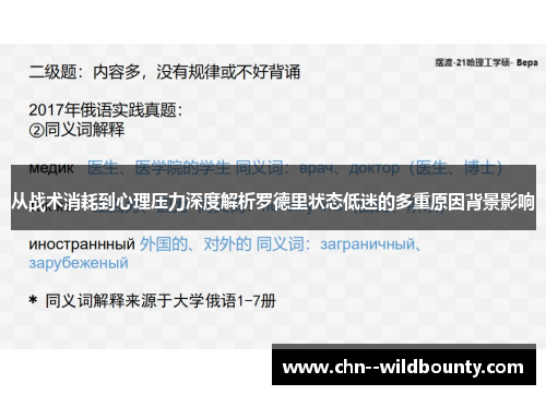 从战术消耗到心理压力深度解析罗德里状态低迷的多重原因背景影响